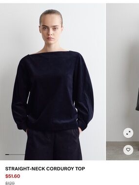 COS Navy Straight-Neck Corduroy Top